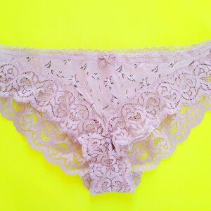 Victoria's Secret Body by Victoria Lace Trim Light Purple Floral Bikini Panty L